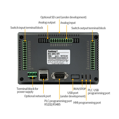 Digital HMI PLC All In One Industrial Machine 4AD 2DA Integrated HMI PLC